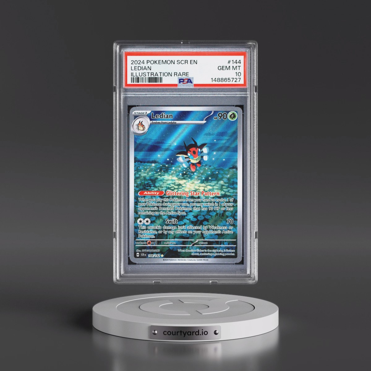 2024 Pokémon Scr EN-Stellar Crown #144 Ledian - Illustration Rare (PSA 10 GEM MINT)