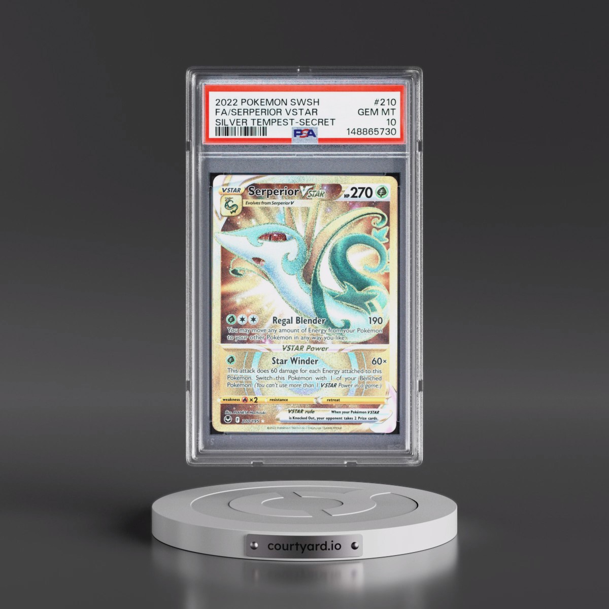 2022 Pokémon Sword & Shield Silver Tempest #210 Serperior Vstar - Full Art Secret (PSA 10 GEM MINT)
