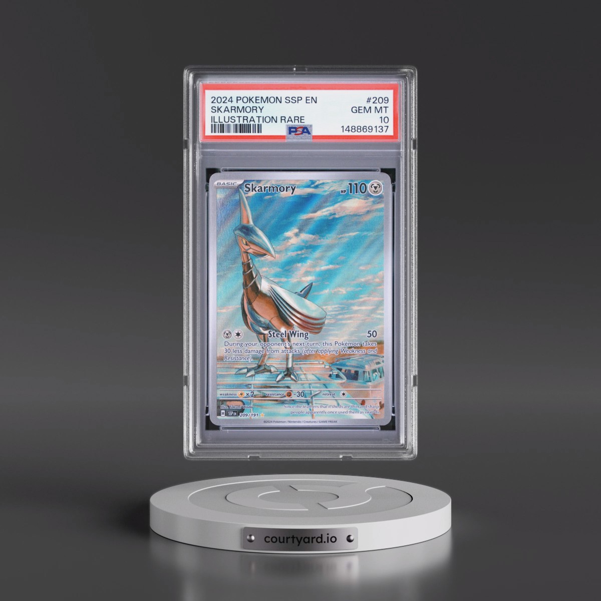 2024 Pokémon Ssp EN-Surging Sparks #209 Skarmory - Illustration Rare (PSA 10 GEM MINT)