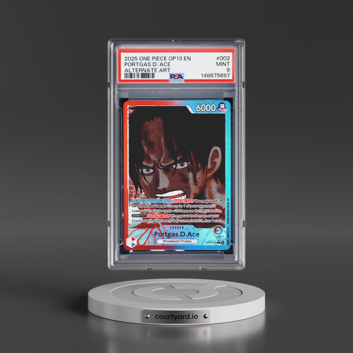 2025 One Piece OP13-Carrying on His Will #002 Portgas D. Ace - Alternate Art (PSA 9 MINT)