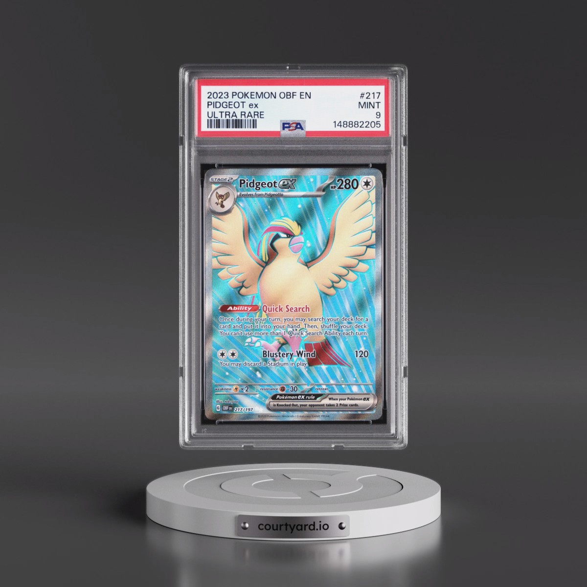 2023 Pokémon Obf EN-Obsidian Flames #217 Pidgeot EX - Holo Ultra Rare (PSA 9 MINT)