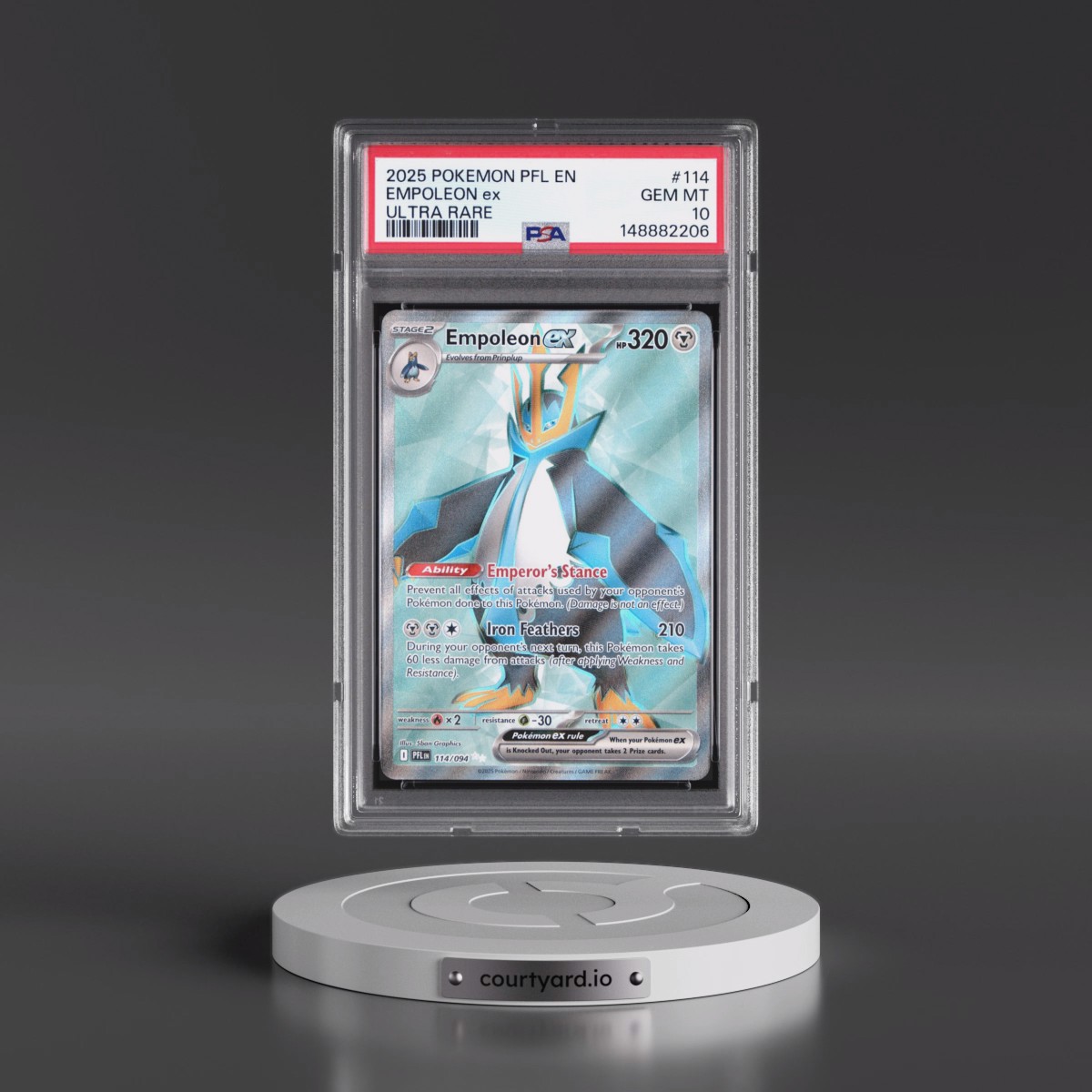 2025 Pokémon Pfl EN-Phantasmal Flames #114 Empoleon EX - Holo Ultra Rare (PSA 10 GEM MINT)