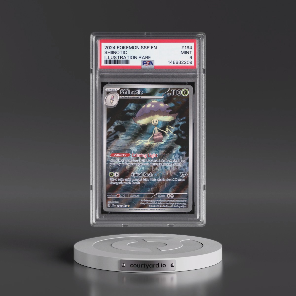 2024 Pokémon Ssp EN-Surging Sparks #194 Shiinotic - Illustration Rare (PSA 9 MINT)