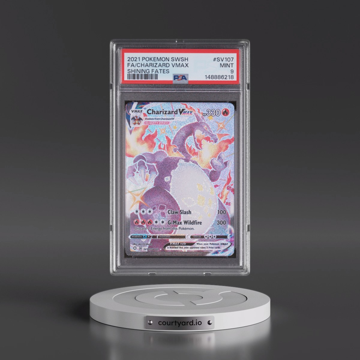 2021 Pokémon Sword & Shield Shining Fates #SV107 Charizard Vmax - Full Art (PSA 9 MINT)