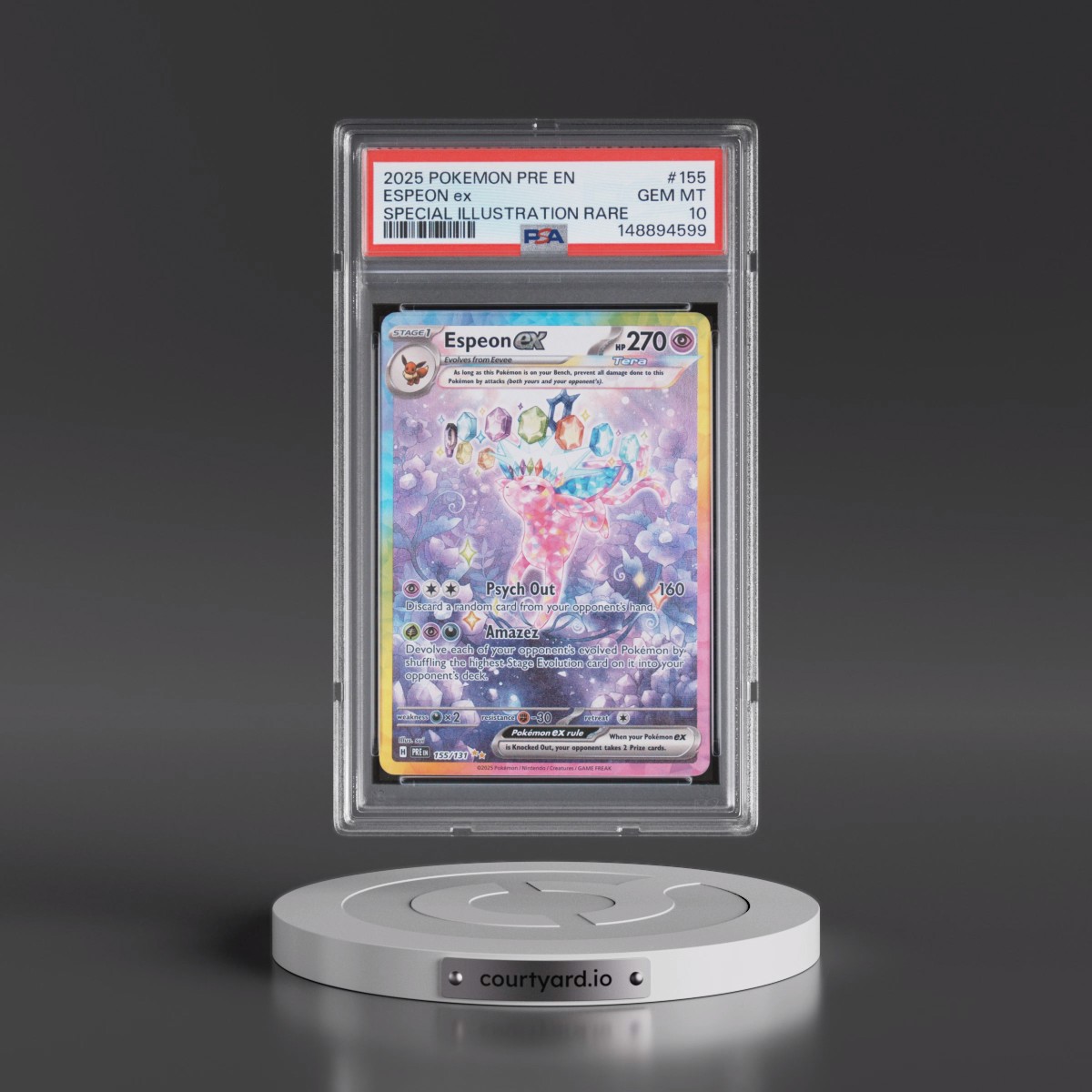 2025 Pokémon Pre EN-Prismatic Evolutions #155 Espeon EX - Holo Special Illustration Rare (PSA 10 GEM MINT) - Photo