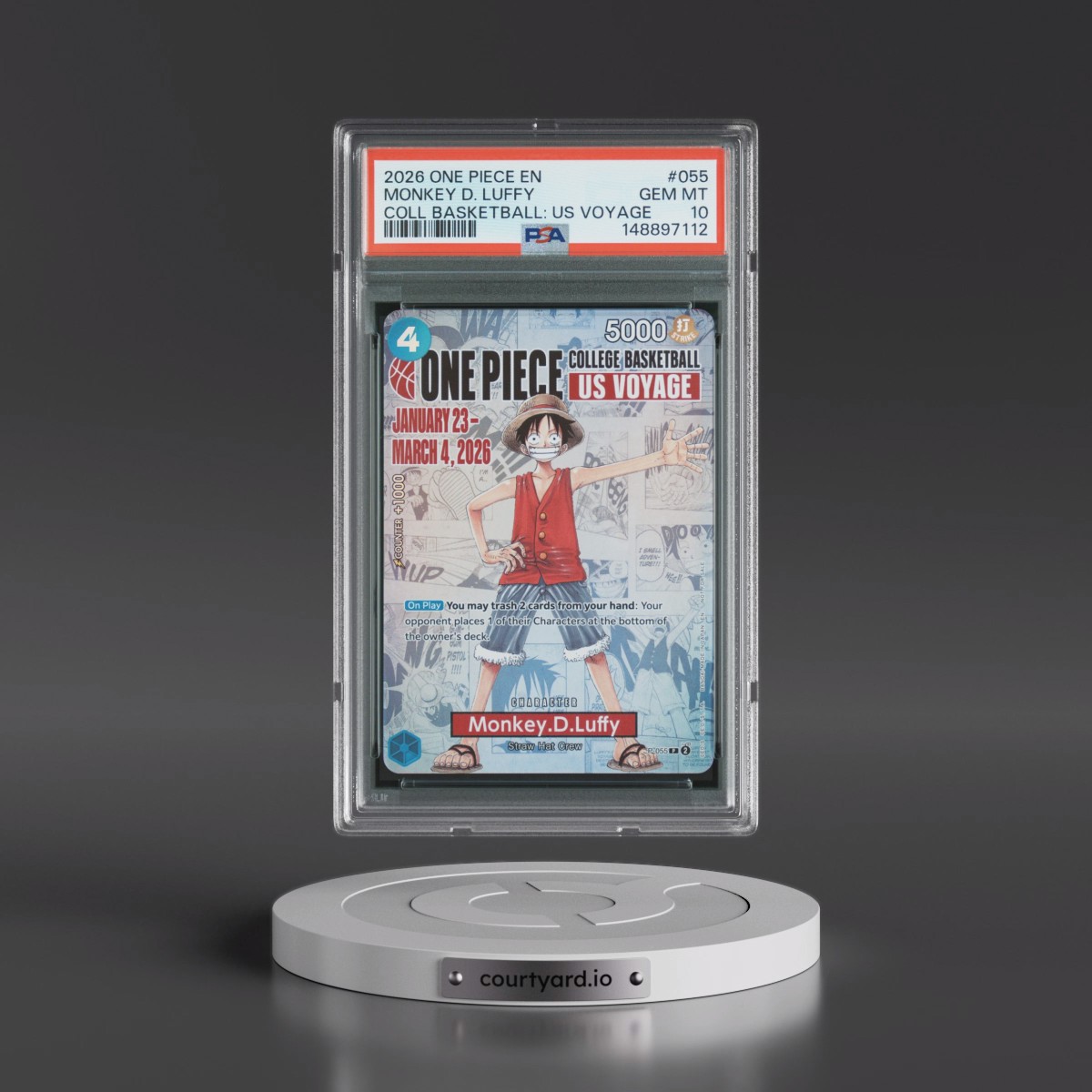 2026 One Piece Promos #055 Monkey D. Luffy - One Piece College Basketball: US Voyage (PSA 10 GEM MINT)