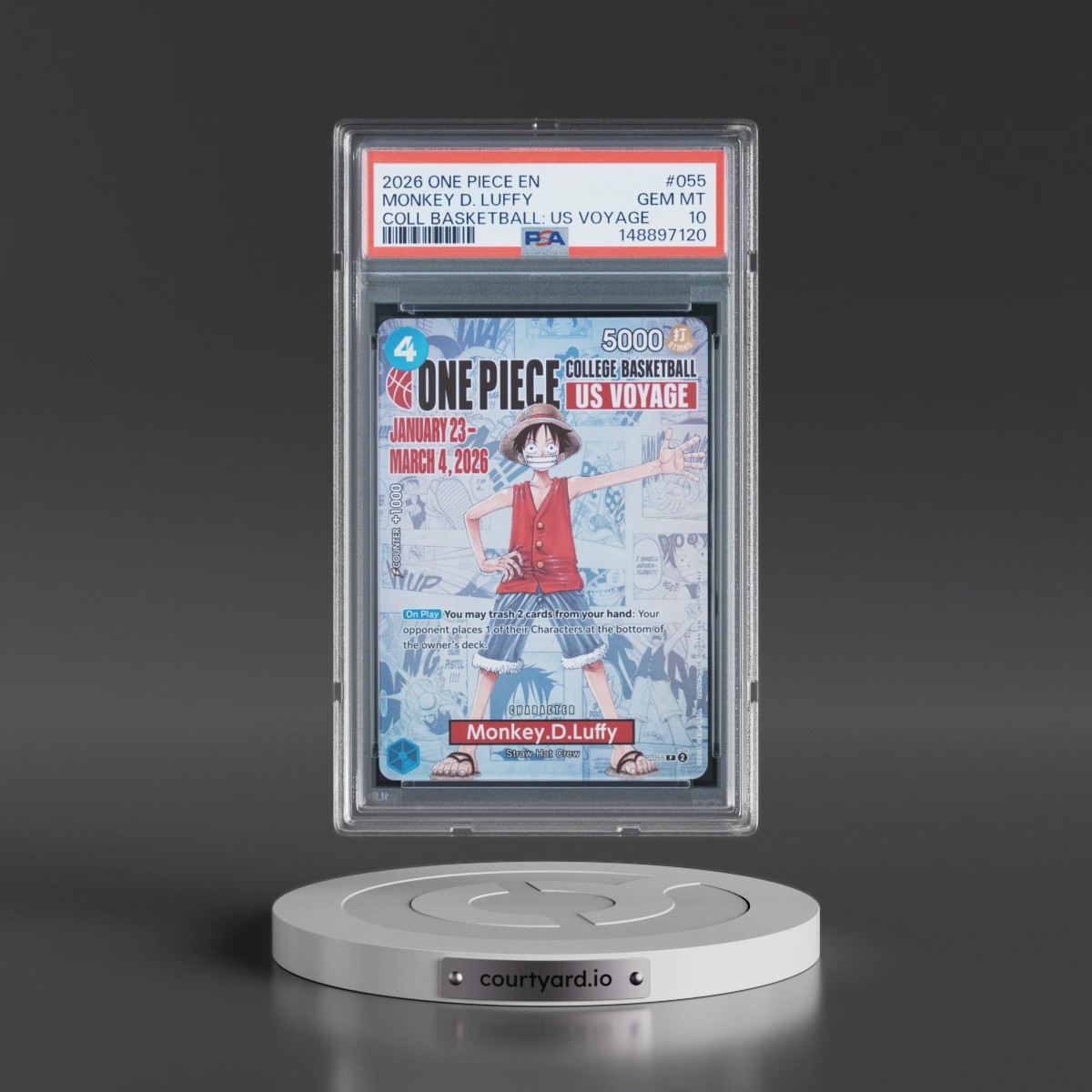 2026 One Piece Promos #055 Monkey D. Luffy - One Piece College Basketball: US Voyage (PSA 10 GEM MINT)