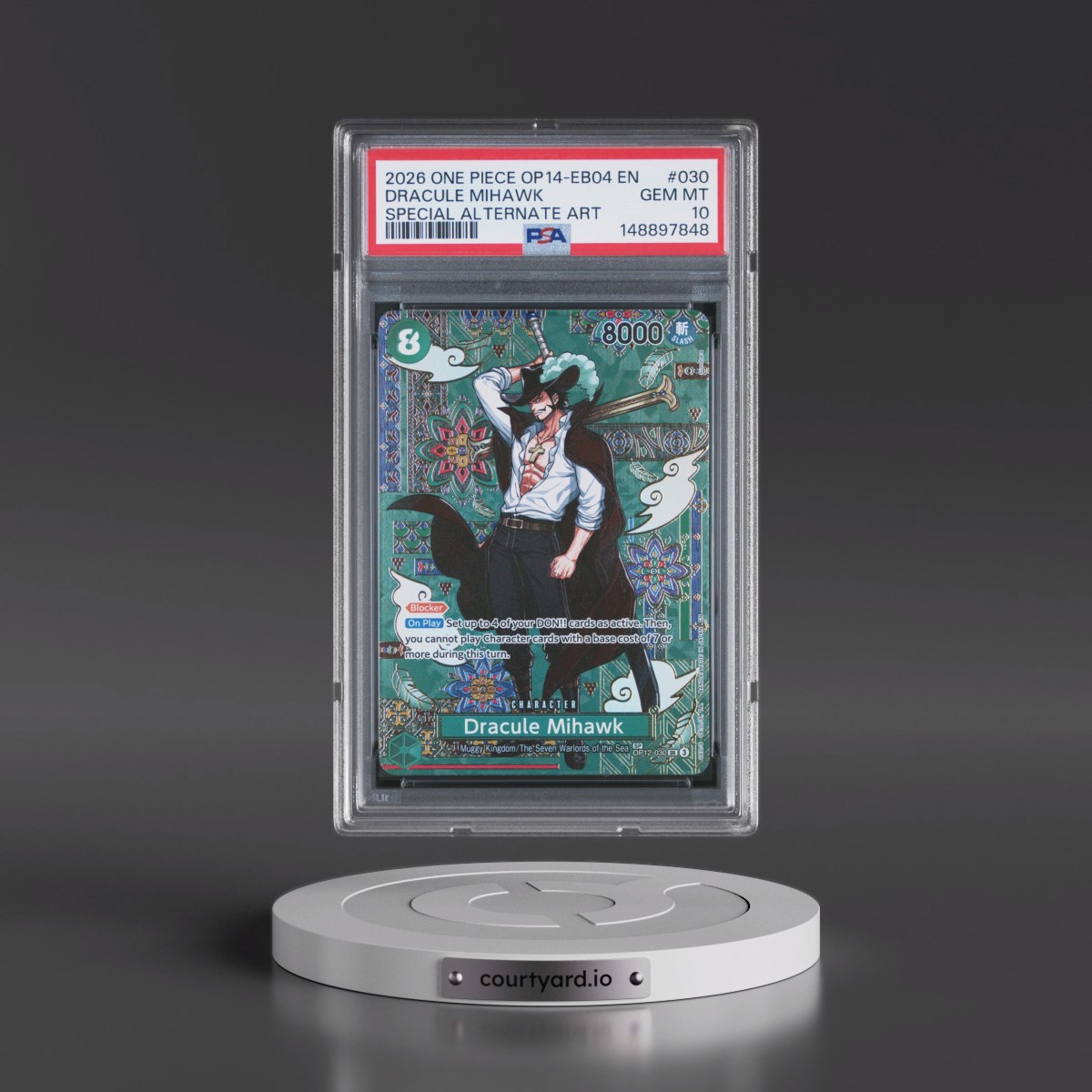 2026 One Piece OP14-EB04-the Azure Sea's Seven #030 Dracule Mihawk - Special Alternate Art (PSA 10 GEM MINT)