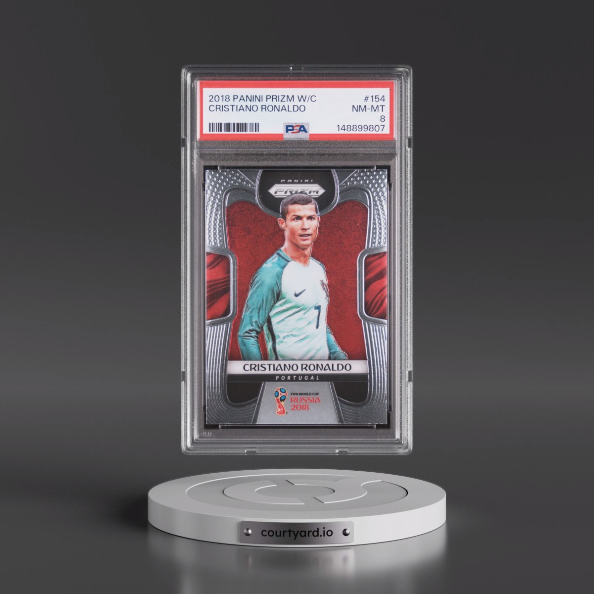 2018 Panini Prizm World Cup #154 Cristiano Ronaldo (PSA 8 NM-MT)