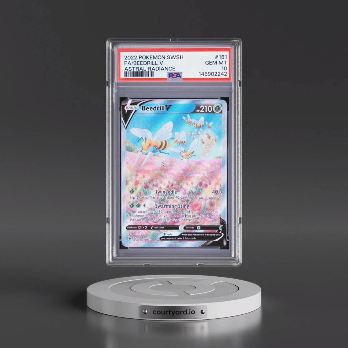 2022 Pokémon Sword & Shield Astral Radiance #161 Beedrill V - Holo Full Art (PSA 10 GEM MINT)