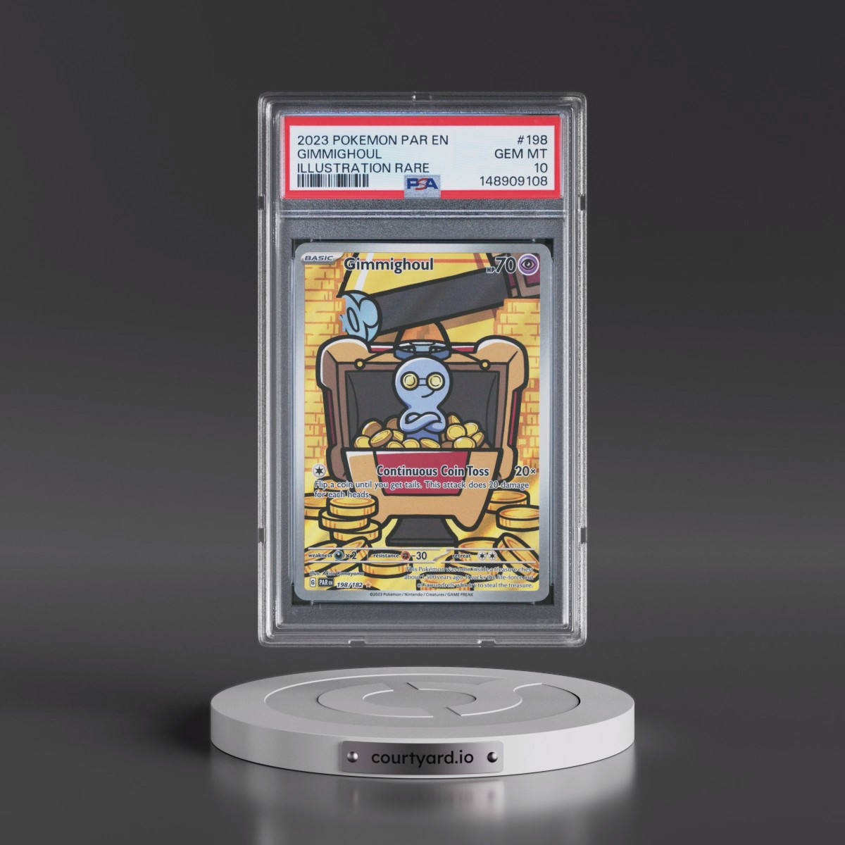 2023 Pokémon Par EN-Paradox Rift #198 Gimmighoul - Illustration Rare (PSA 10 GEM MINT)