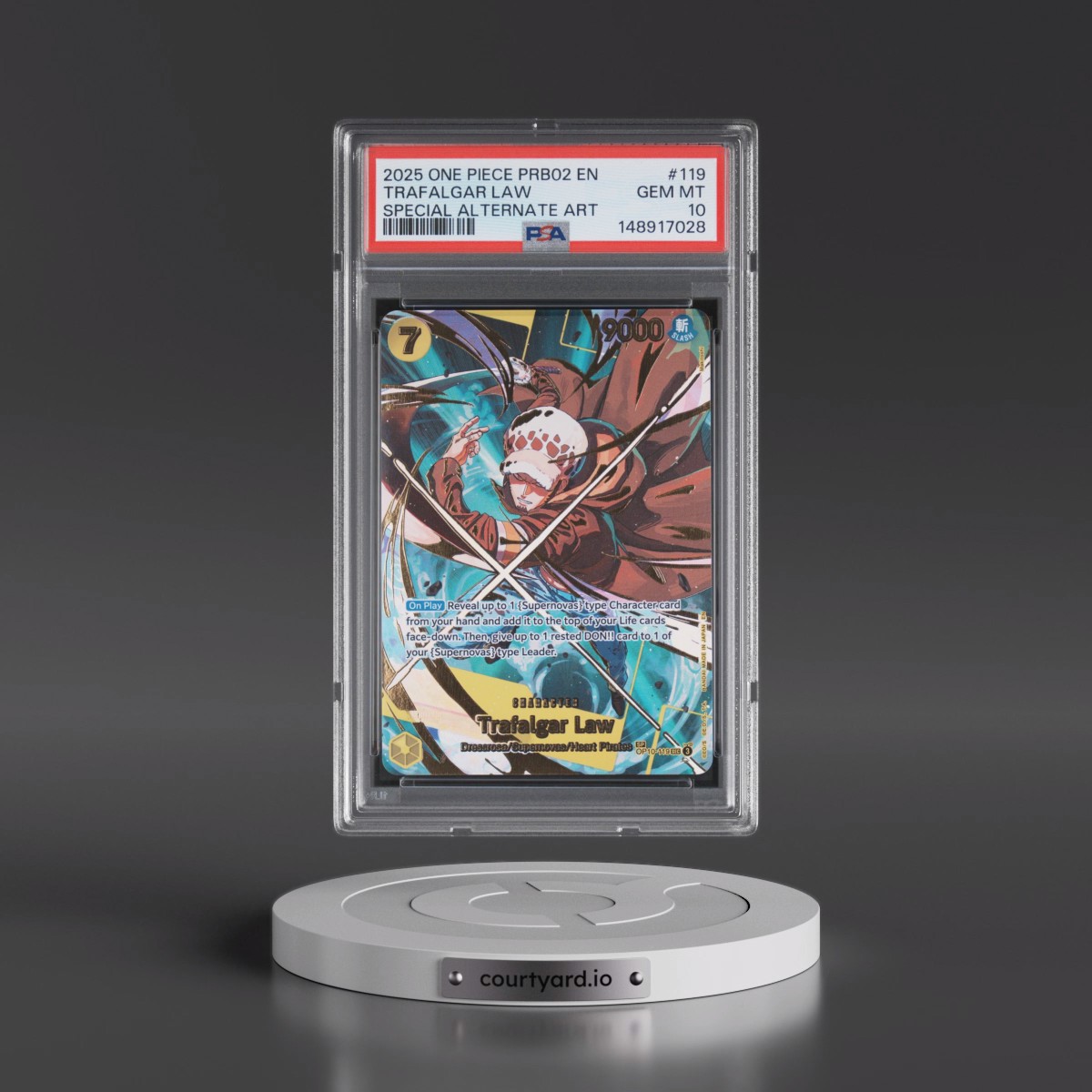 2025 One Piece PRB02-Premium Booster -One Piece Card the Best- Vol.2 Trafalgar Law - Special Alternate Art #119 PSA 10