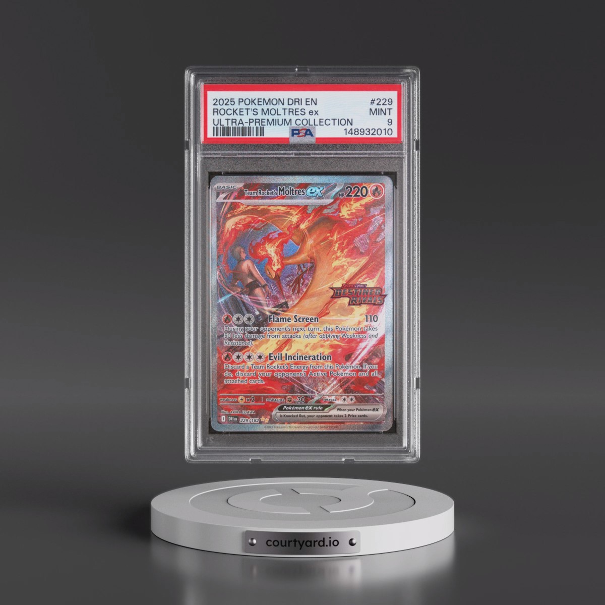 2025 Pokémon Dri EN-Destined Rivals #229 Team Rocket's Moltres EX - Holo Team Rocket's Moltres EX Ultra-Premium Collection (PSA 9 MINT)