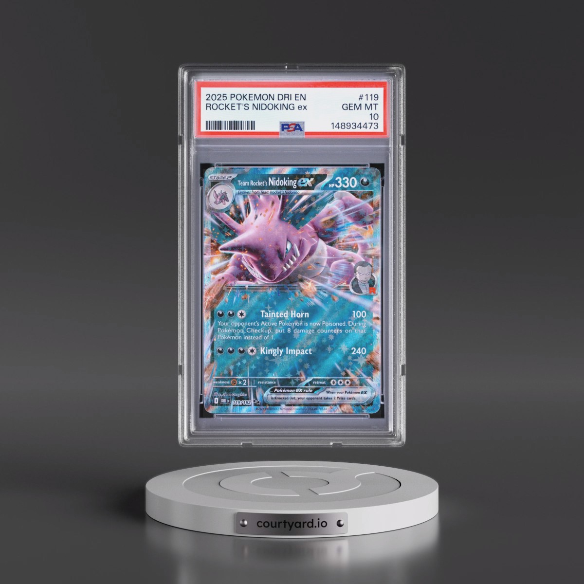 2025 Pokémon Dri EN-Destined Rivals #119 Team Rocket's Nidoking EX - Holo (PSA 10 GEM MINT)