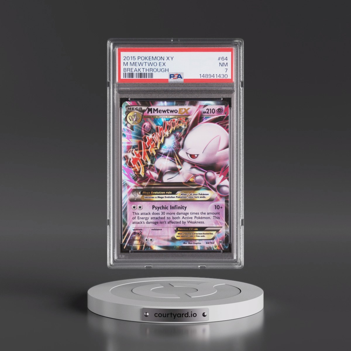 2015 Pokémon XY Breakthrough #64 M Mewtwo EX - Holo (PSA 7 NM)