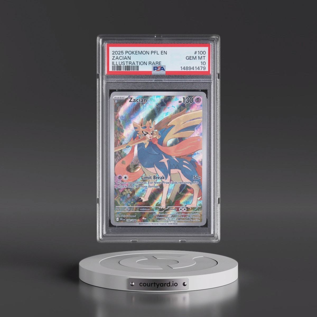 2025 Pokémon Pfl EN-Phantasmal Flames #100 Zacian - Illustration Rare (PSA 10 GEM MINT)