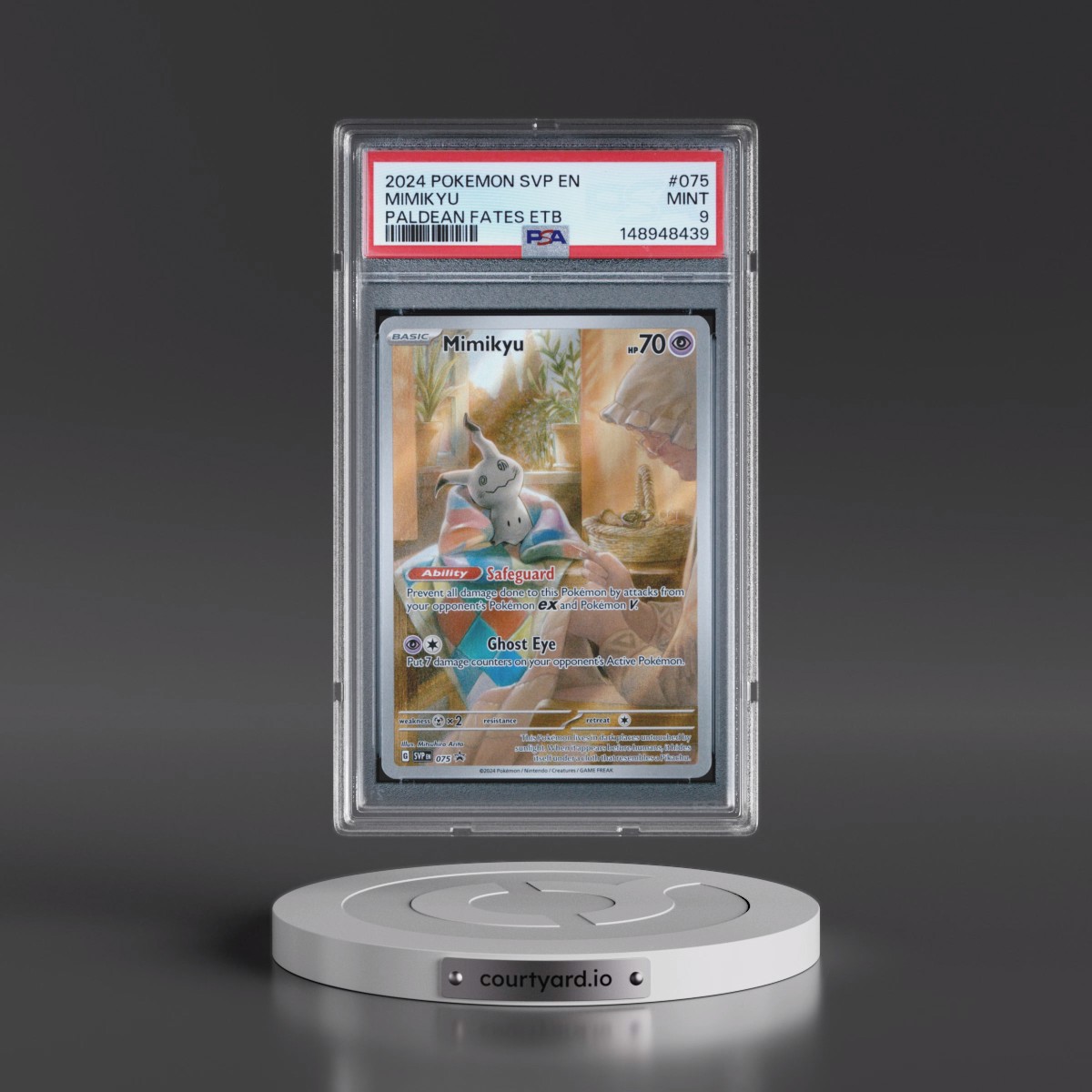 2024 Pokémon Svp EN-SV Black Star Promo #075 Mimikyu - Paldean Fates Elite Trainer Box (PSA 9 MINT)