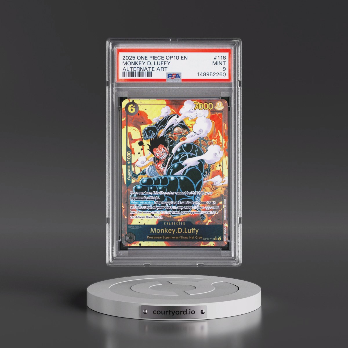 2025 One Piece OP10-Royal Blood #118 Monkey D. Luffy - Alternate Art (PSA 9 MINT)