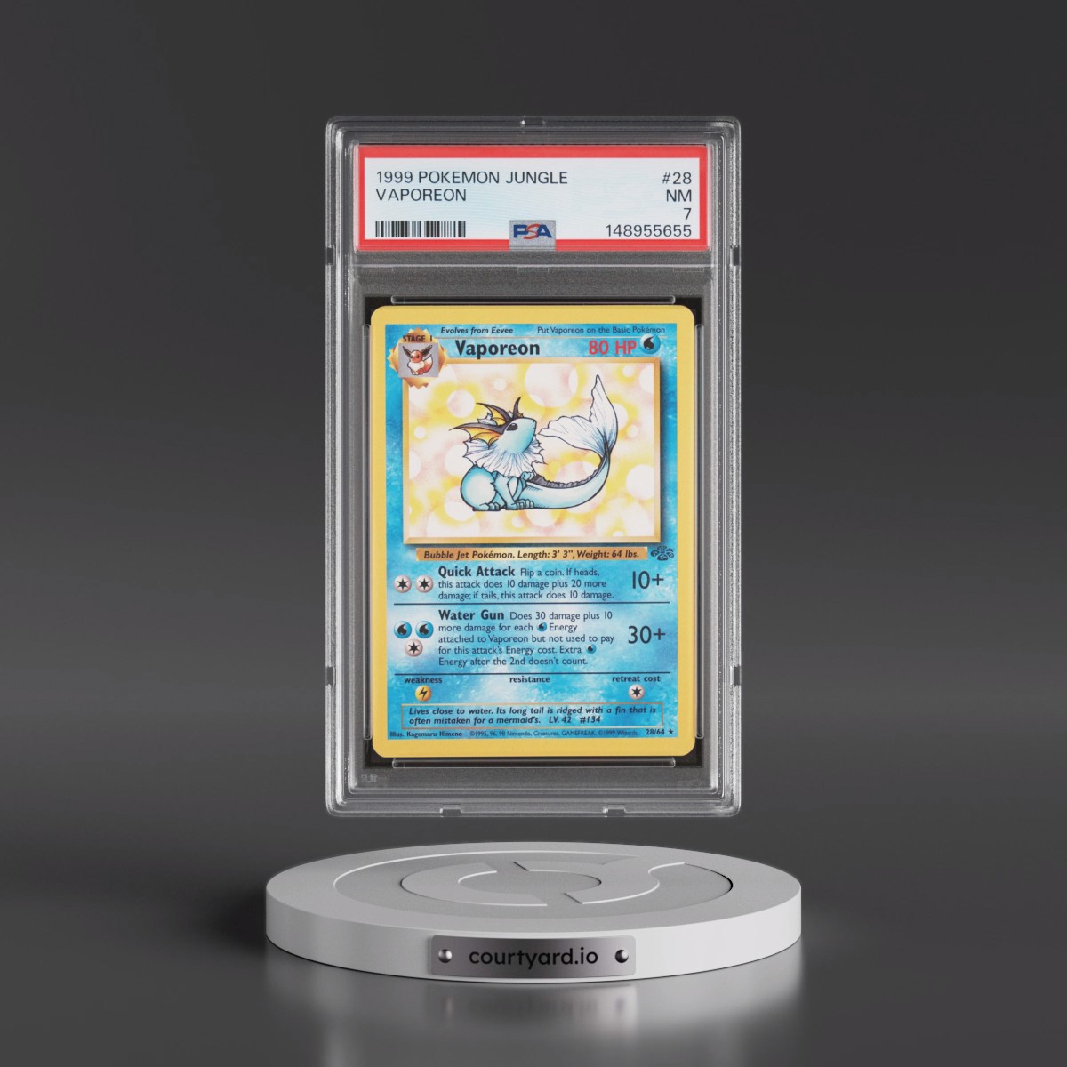 1999 Pokémon Jungle #28 Vaporeon (PSA 7 NM)