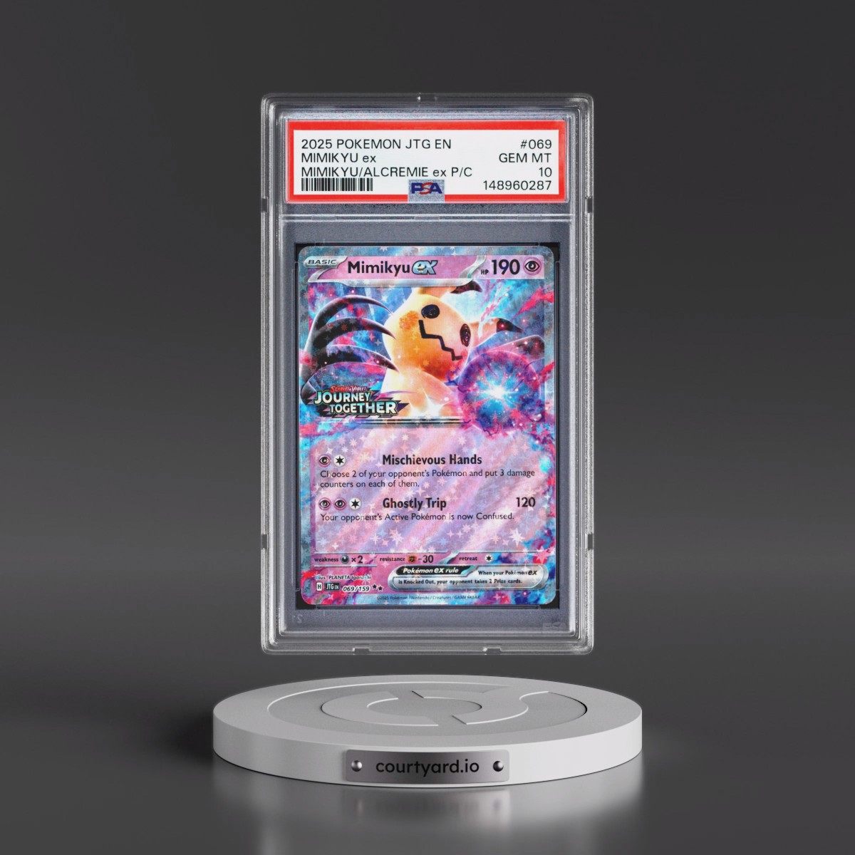 2025 Pokémon Jtg EN-Journey Together #069 Mimikyu EX - Holo Mimikyu EX & Alcremie EX Premium Collection (PSA 10 GEM MINT)