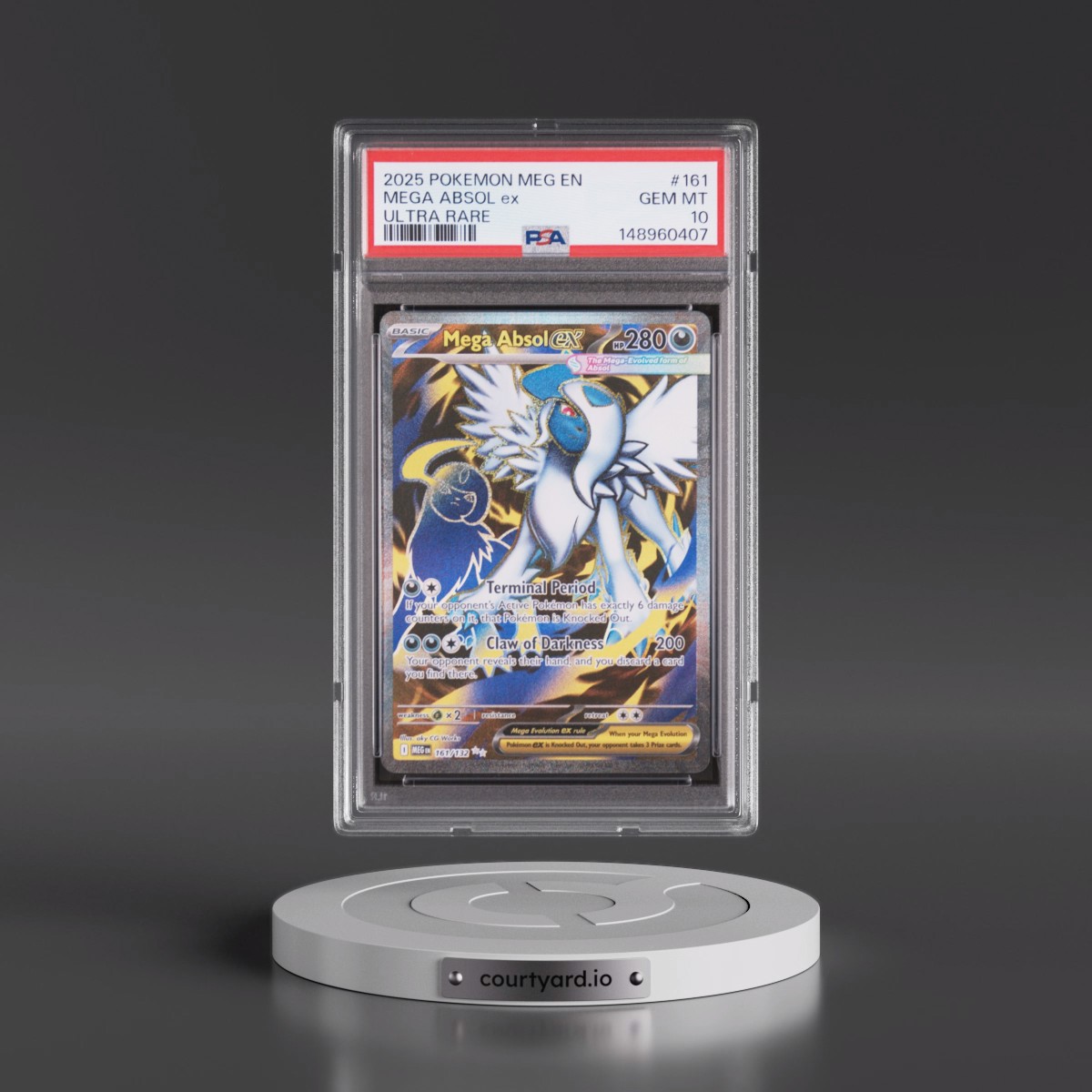 2025 Pokémon Meg EN-Mega Evolution #161 Mega Absol EX - Holo Ultra Rare (PSA 10 GEM MINT)