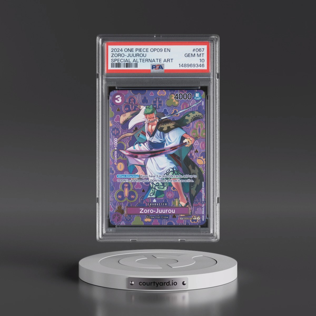 2024 One Piece OP09-Emperors in the New World #067 Zoro-Juurou - Special Alternate Art (PSA 10 GEM MINT)