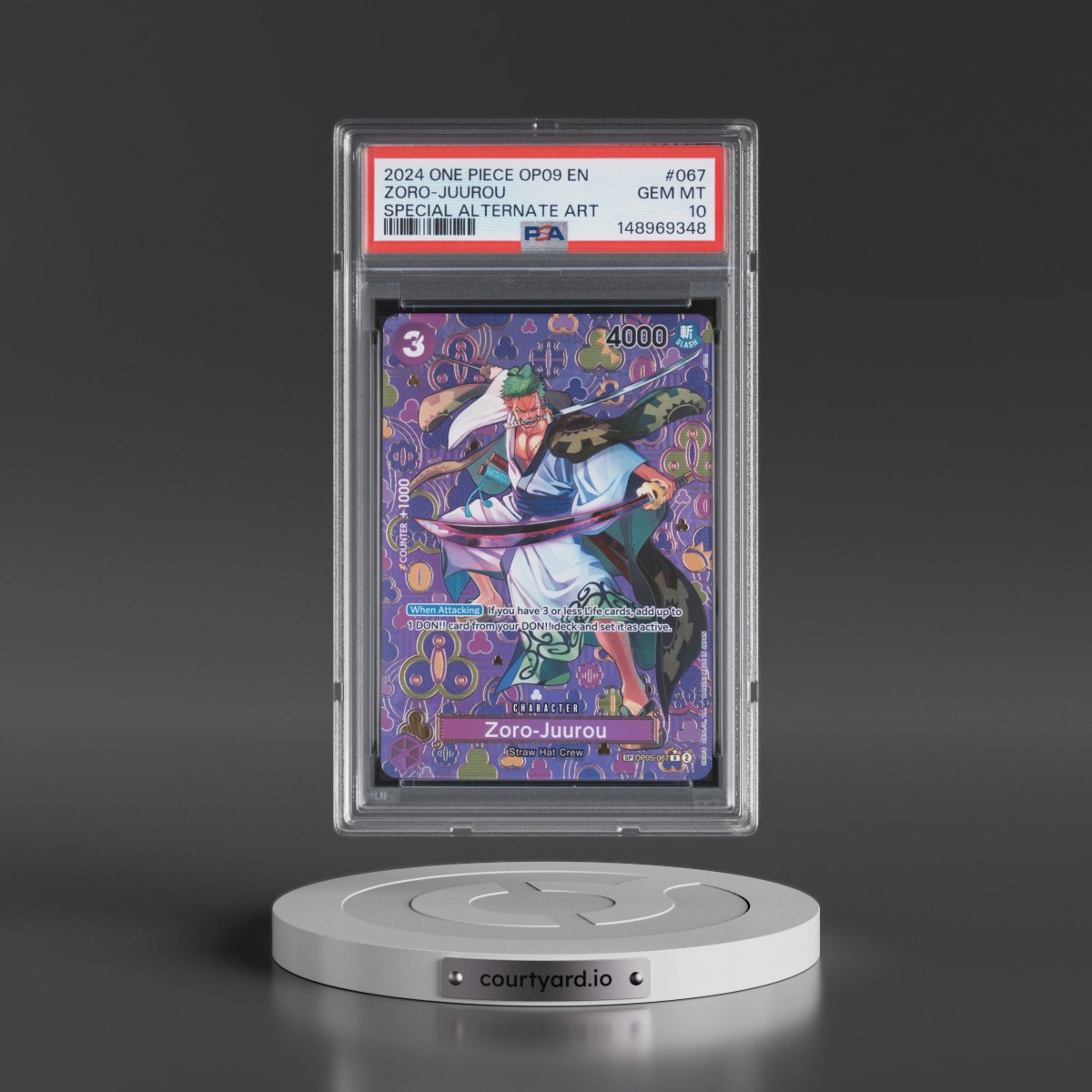 2024 One Piece OP09-Emperors in the New World #067 Zoro-Juurou - Special Alternate Art (PSA 10 GEM MINT)