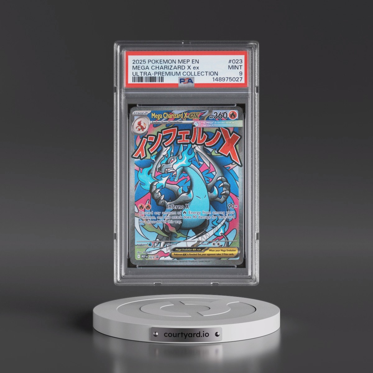 2025 Pokémon Mep EN-Me Black Star Promo #023 Mega Charizard X EX - Holo Mega Charizard X EX Ultra-Premium Collection (PSA 9 MINT)
