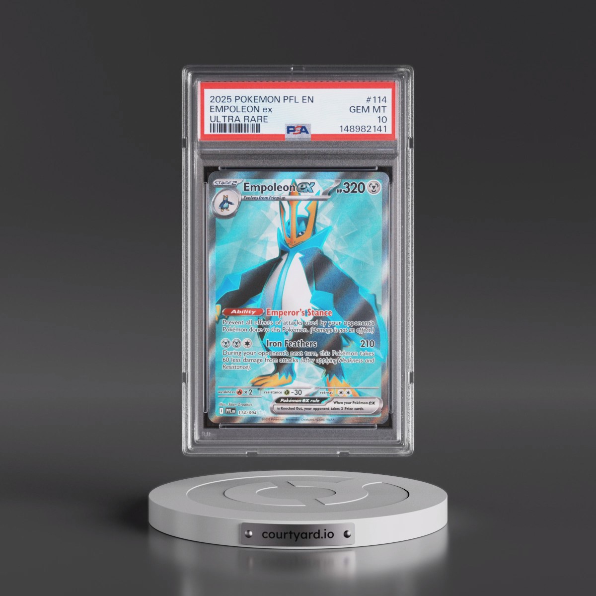 2025 Pokémon Pfl EN-Phantasmal Flames #114 Empoleon EX - Holo Ultra Rare (PSA 10 GEM MINT)