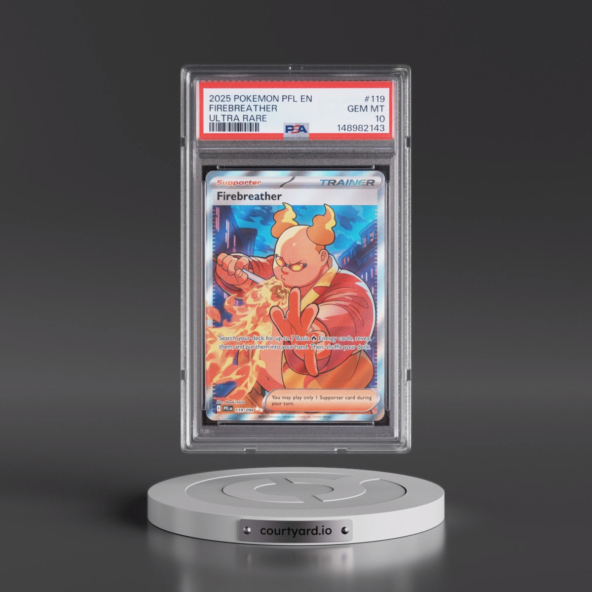 2025 Pokémon Pfl EN-Phantasmal Flames #119 Firebreather - Ultra Rare (PSA 10 GEM MINT)