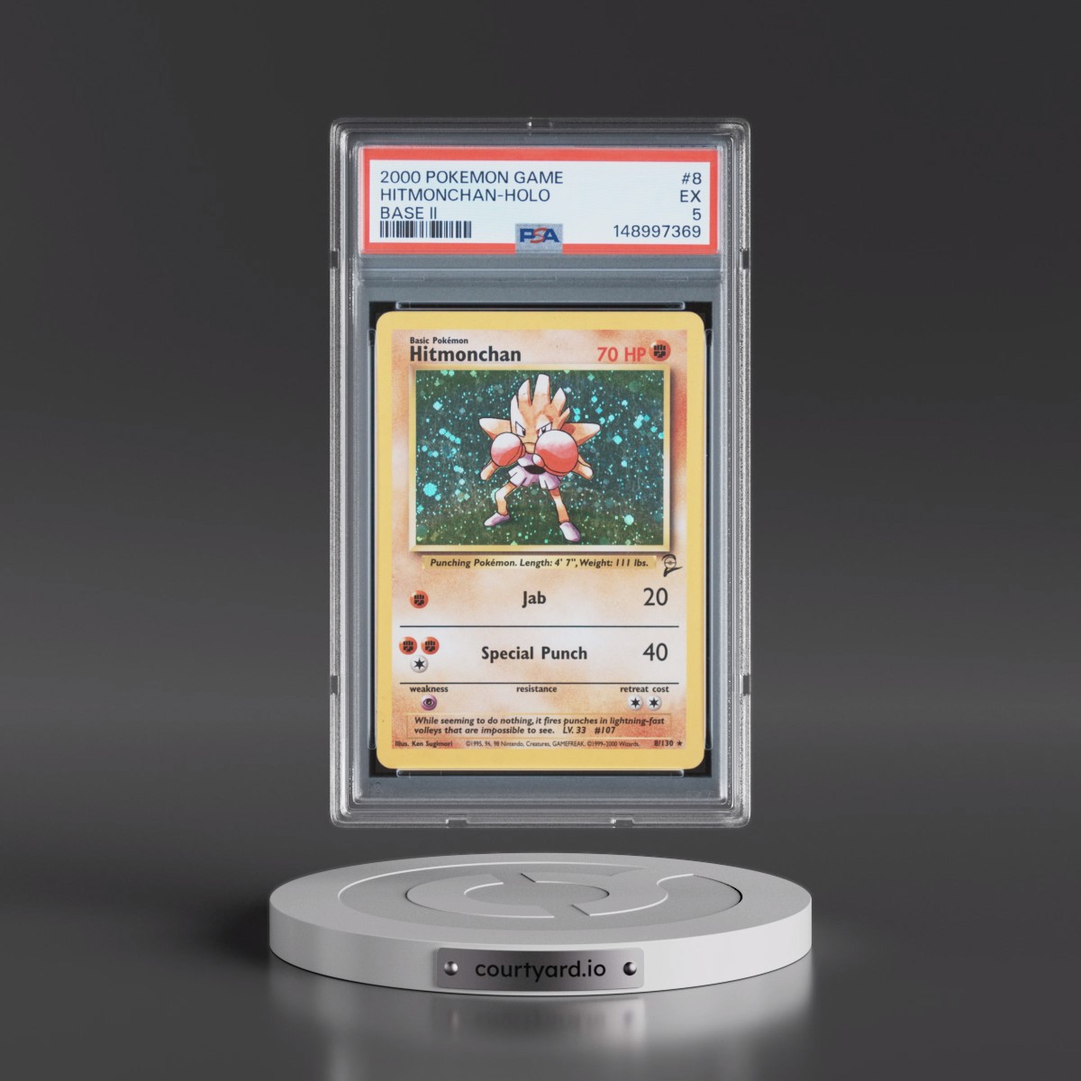 2000 Pokémon Game Base II #8 Hitmonchan - Holo (PSA 5 EX)