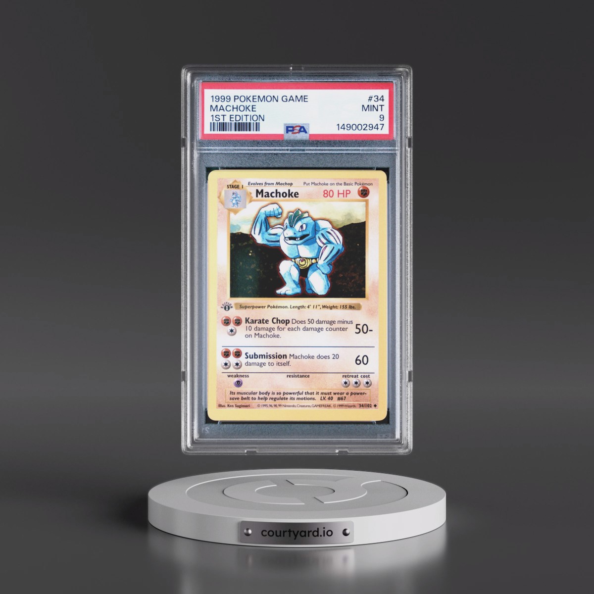 1999 Pokémon Game #34 Machoke - 1st Edition (PSA 9 MINT)