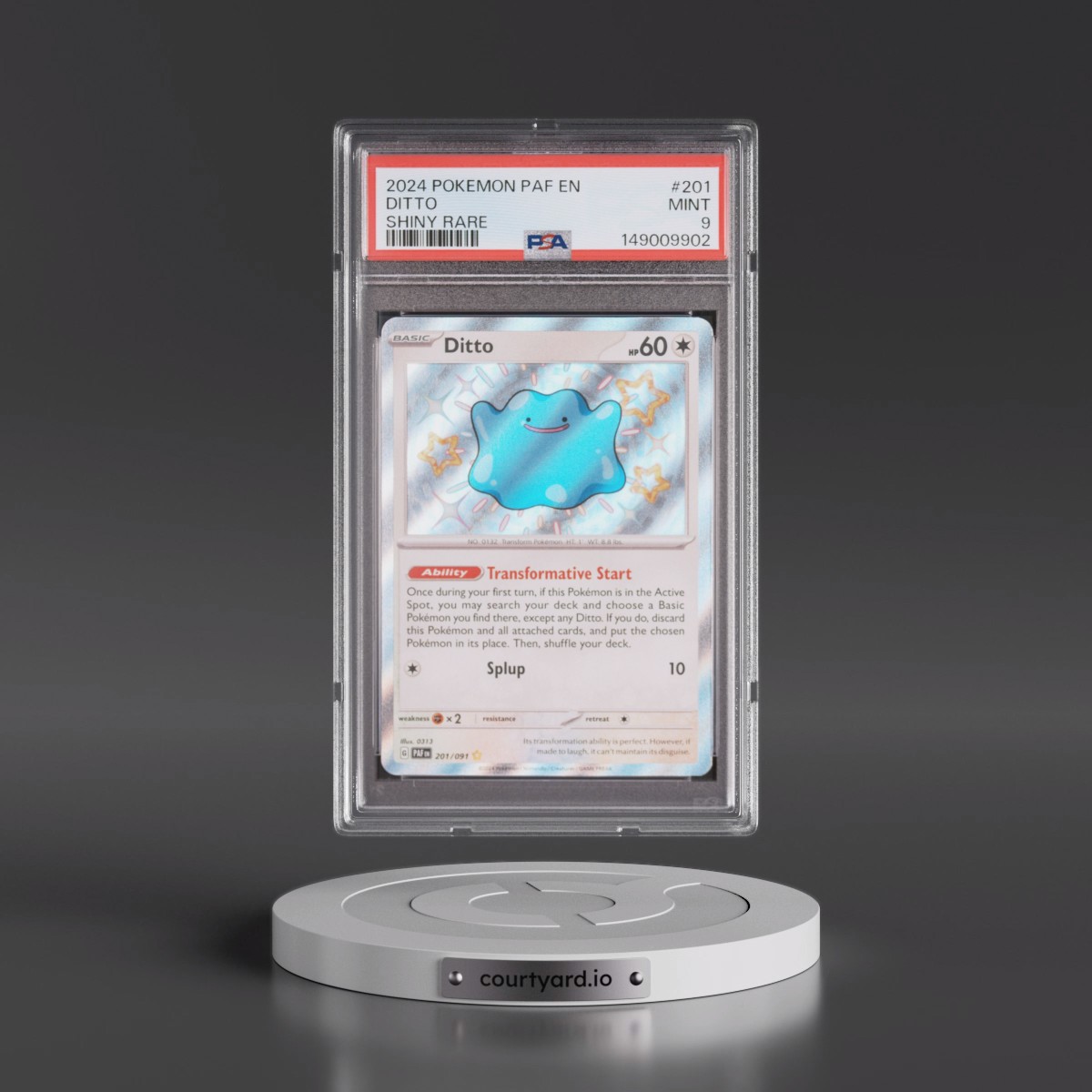 2024 Pokémon Paf EN-Paldean Fates #201 Ditto - Shiny Rare (PSA 9 MINT)