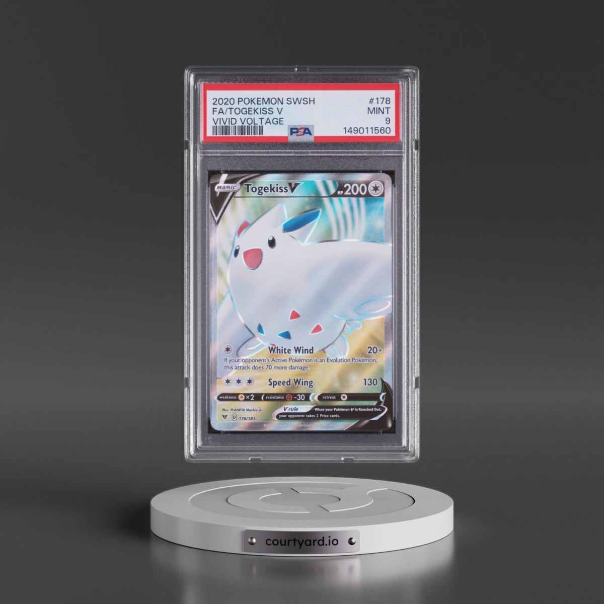2020 Pokémon Sword & Shield Vivid Voltage #178 Togekiss V - Holo Full Art (PSA 9 MINT)