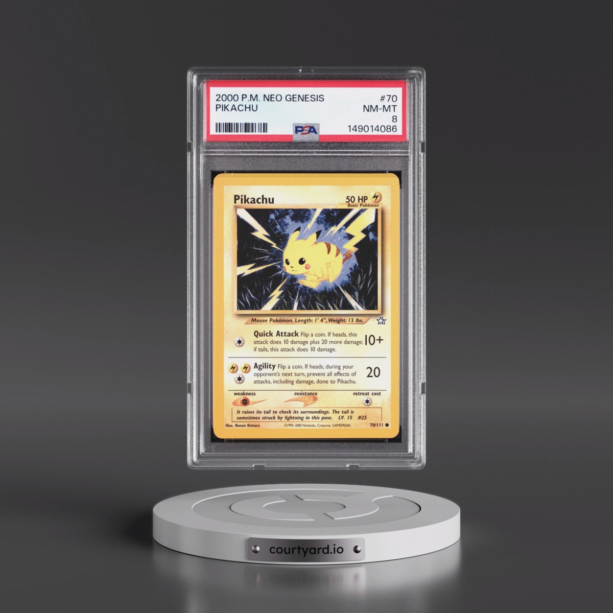2000 Pokémon Neo Genesis #70 Pikachu (PSA 8 NM-MT)