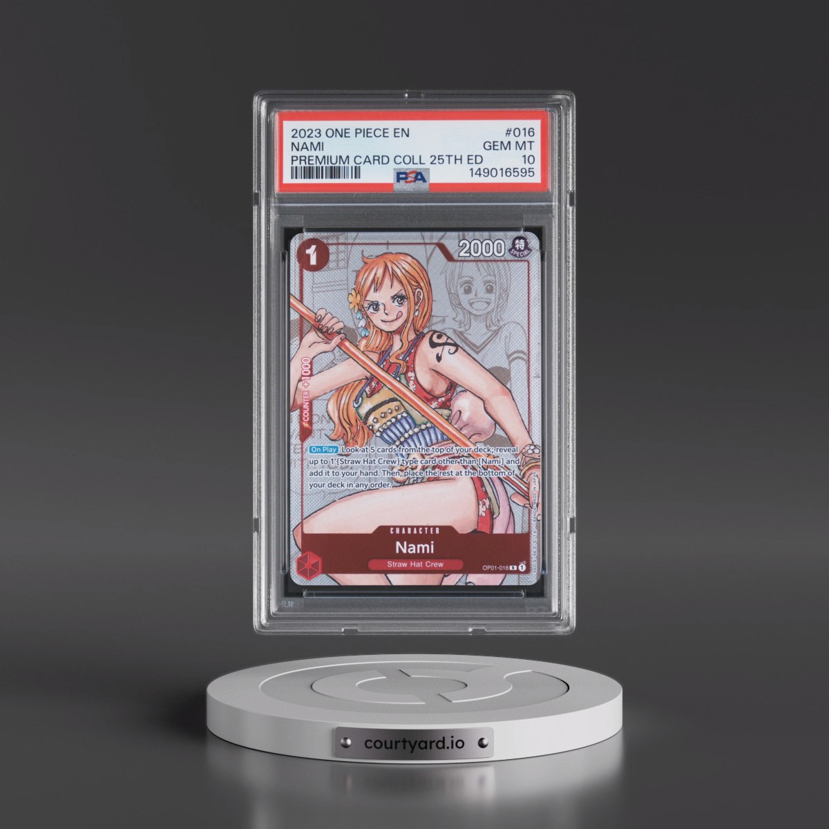 2023 One Piece Premium Bandai Premium Card Collection 25th Edition #016 Nami (PSA 10 GEM MINT)