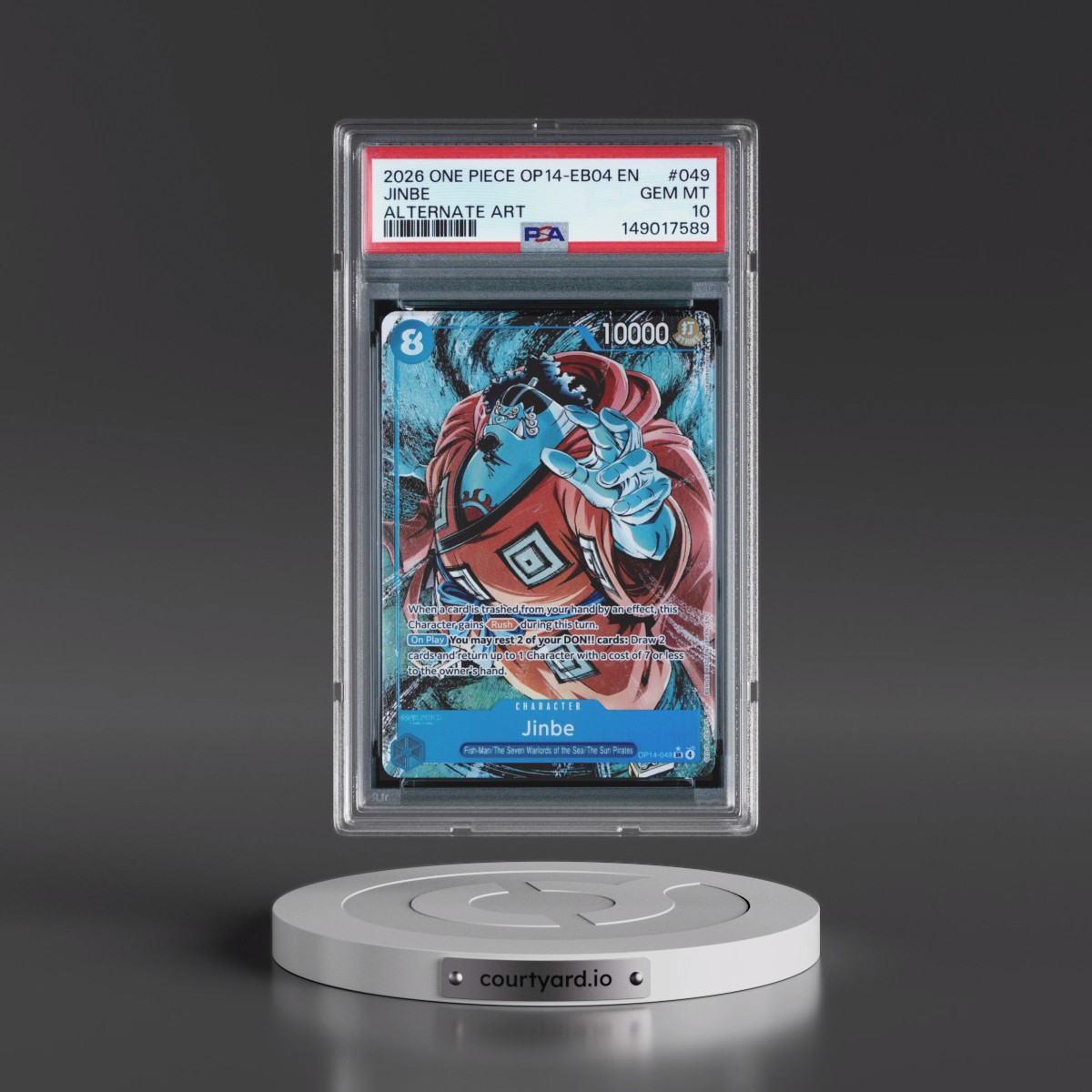 2026 One Piece OP14-EB04-the Azure Sea's Seven #049 Jinbe - Alternate Art (PSA 10 GEM MINT)