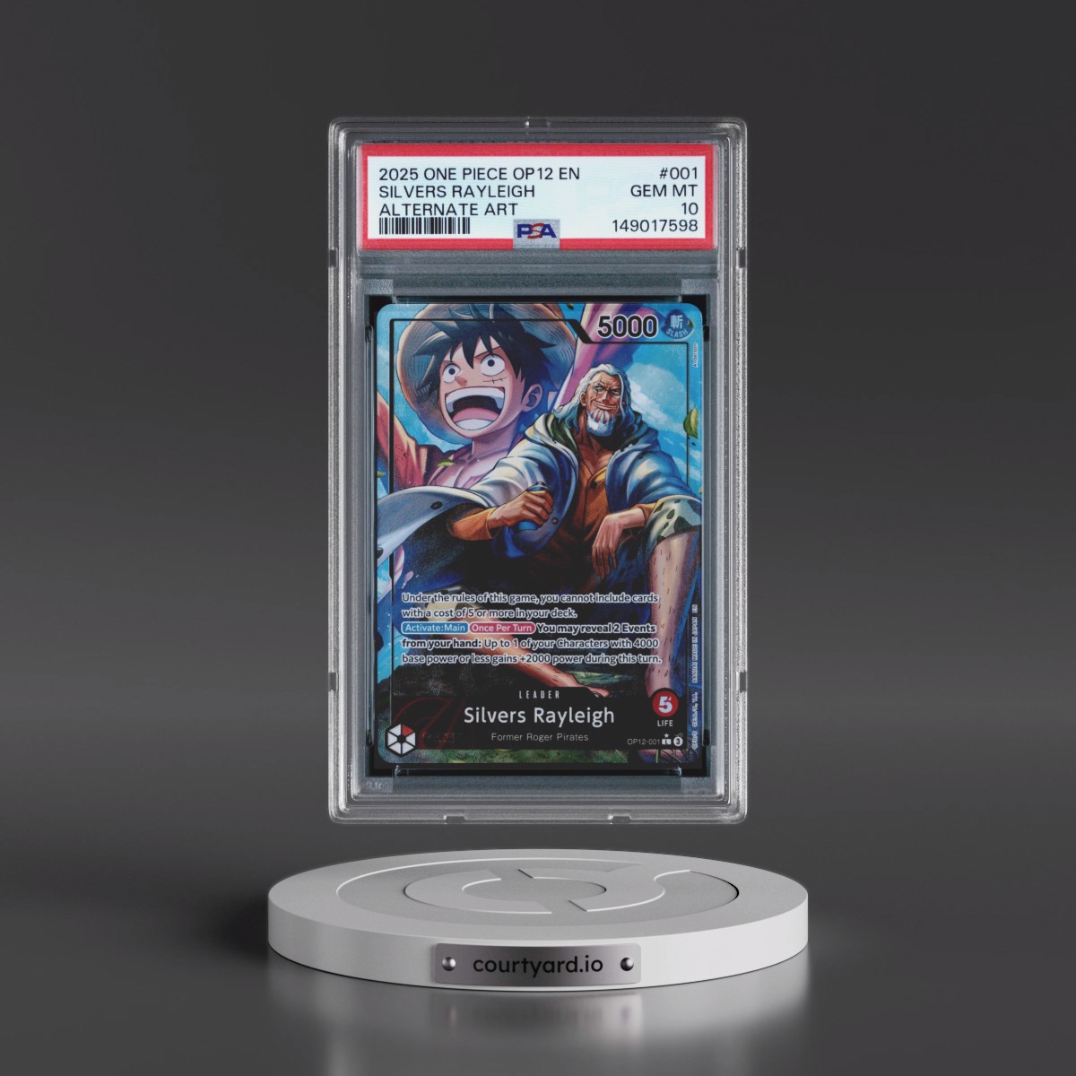 2025 One Piece OP12-Legacy of the Master #001 Silvers Rayleigh - Alternate Art (PSA 10 GEM MINT)