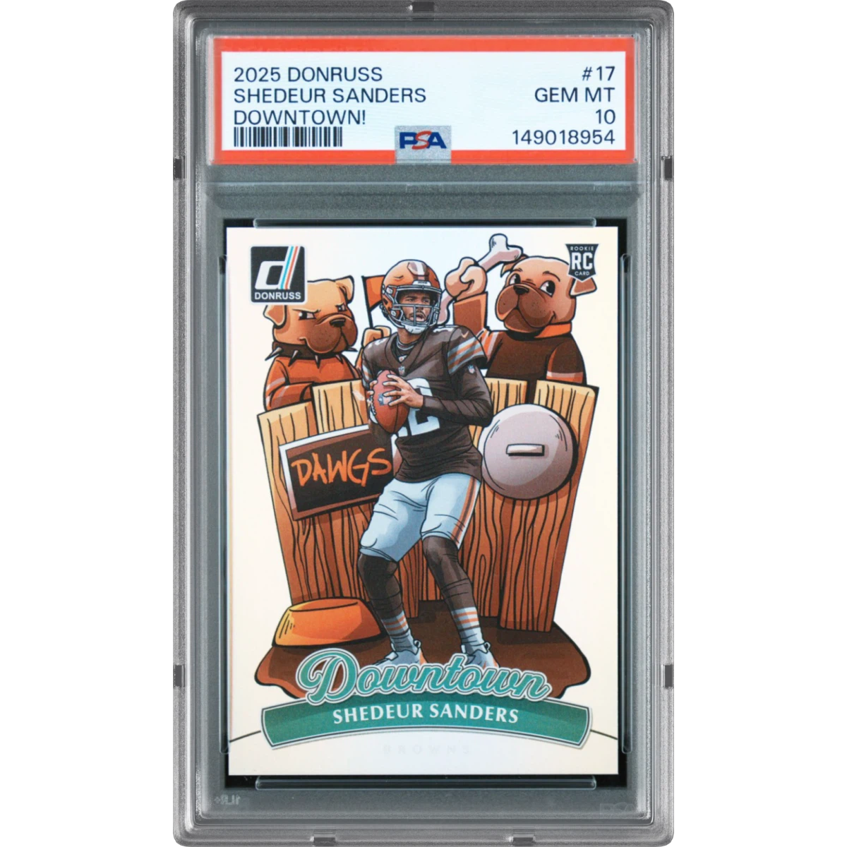 2025 Panini Donruss Downtown #17 Shedeur Sanders, PSA 10