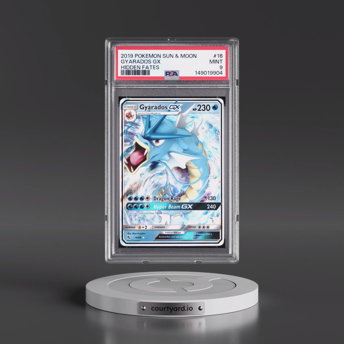 2019 Pokémon Sun & Moon Hidden Fates #16 Gyarados GX - Holo (PSA 9 MINT)