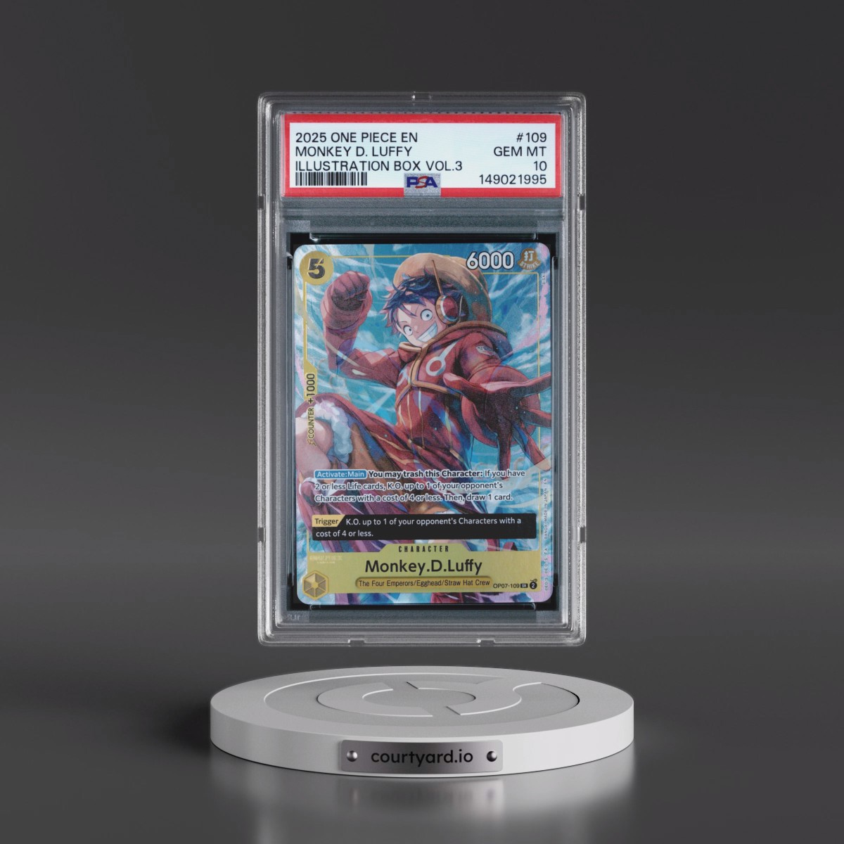 2025 One Piece Promos #109 Monkey D. Luffy - Illustration Box Vol.3 (PSA 10 GEM MINT)