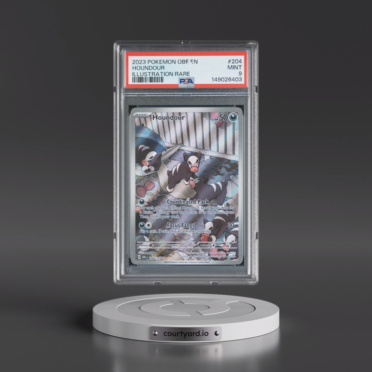 2023 Pokémon Obf EN-Obsidian Flames #204 Houndour - Illustration Rare (PSA 9 MINT)