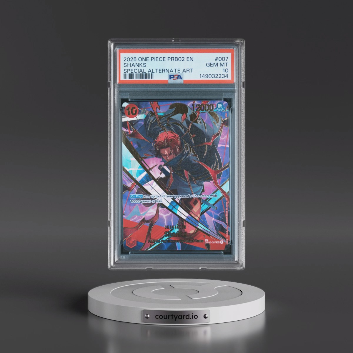 2025 One Piece PRB02-Premium Booster -One Piece Card the Best- Vol.2 #007 Shanks - Special Alternate Art (PSA 10 GEM MINT)