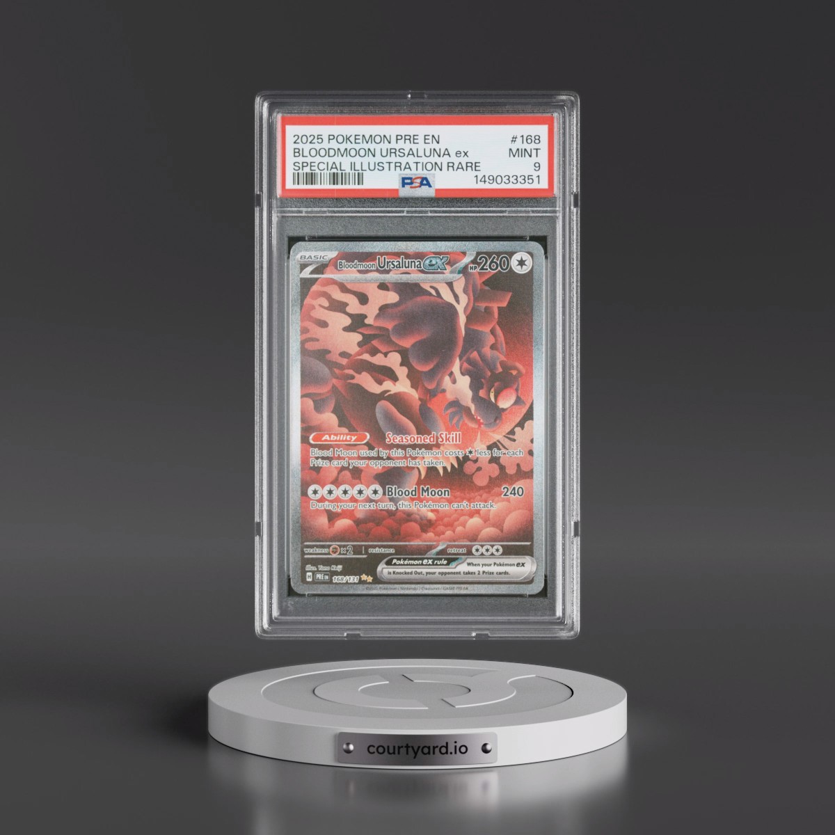 2025 Pokémon Pre EN-Prismatic Evolutions #168 Bloodmoon Ursaluna EX - Holo Special Illustration Rare (PSA 9 MINT)