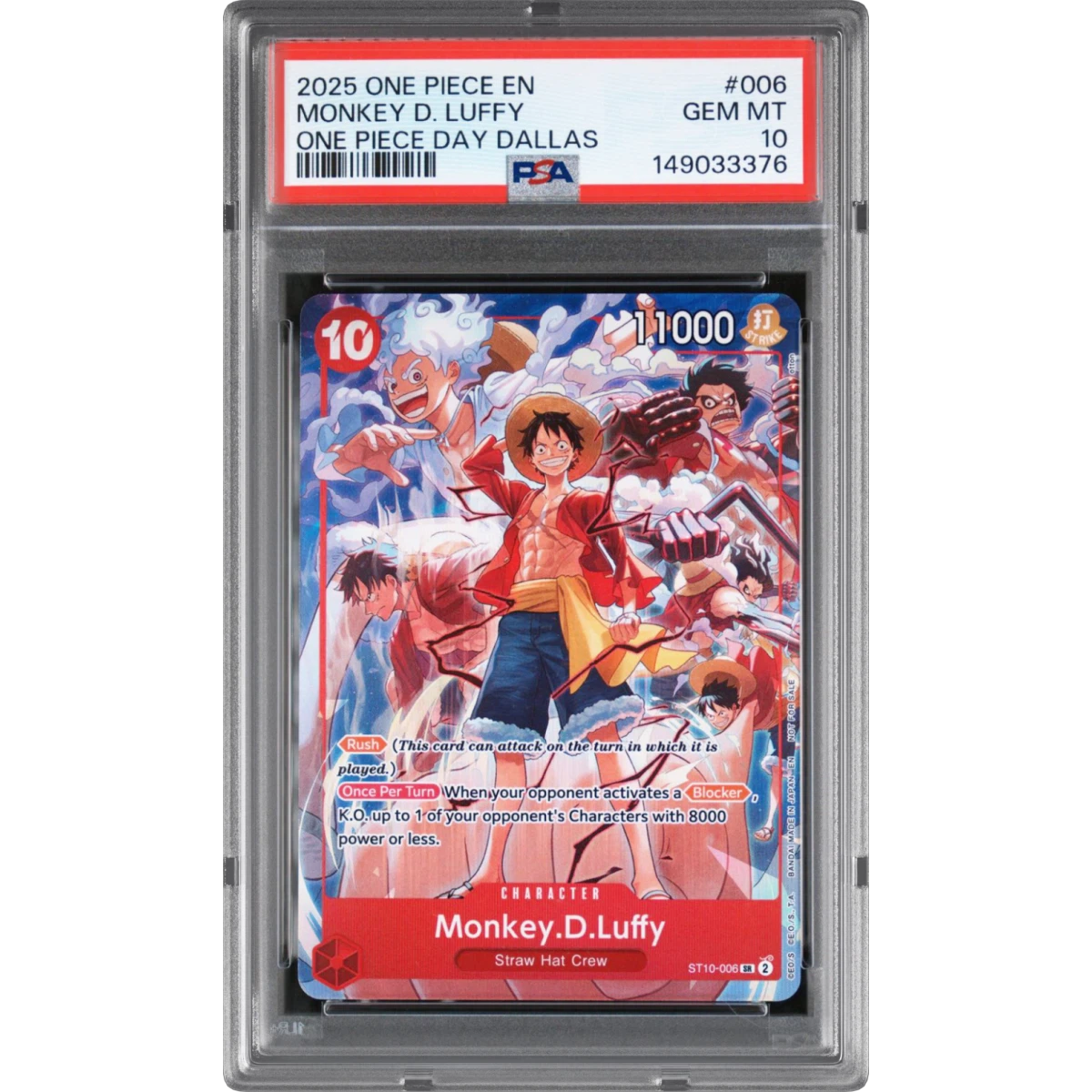2025 One Piece Promos #006 Monkey D. Luffy - One Piece Day Dallas, PSA 10
