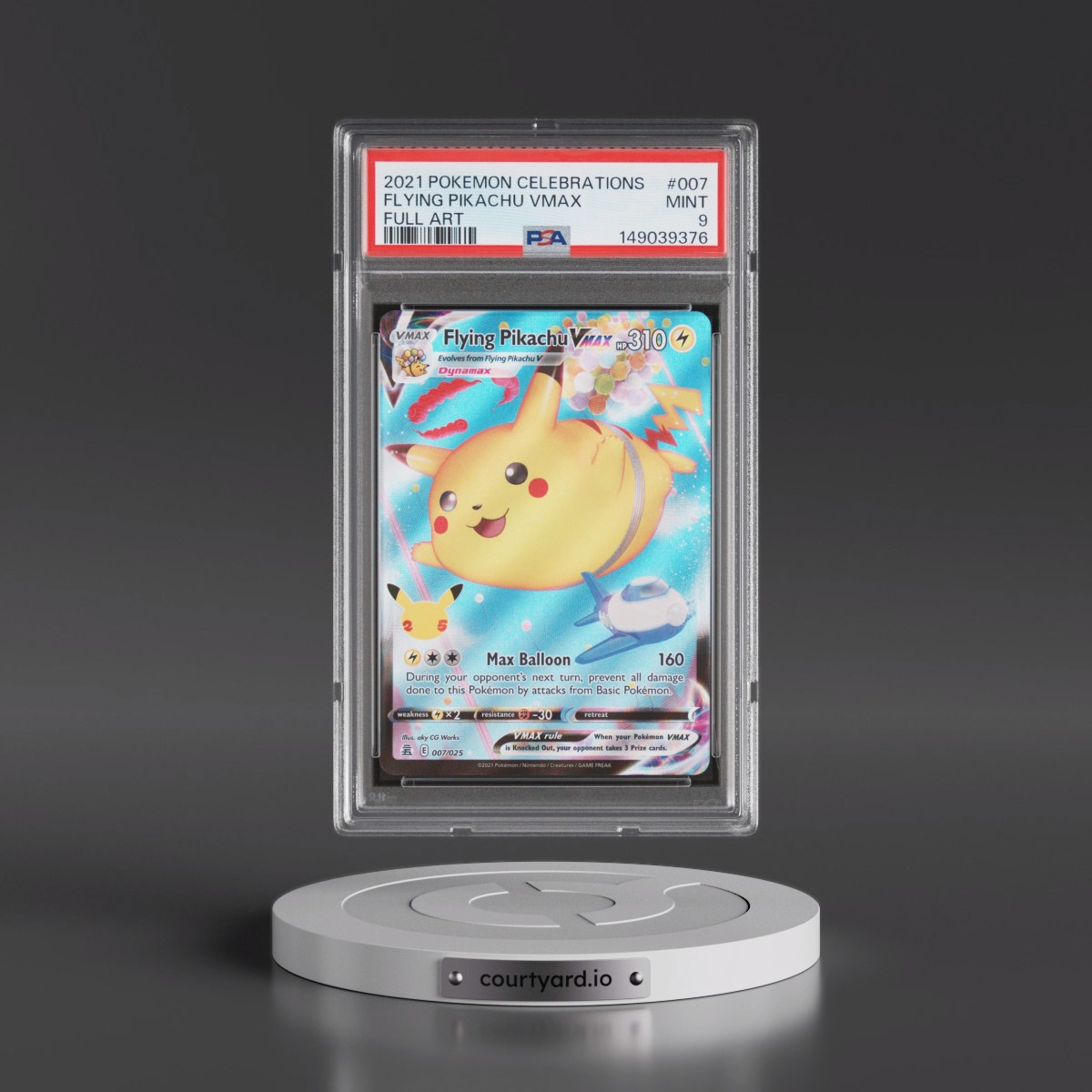2021 Pokémon Celebrations #007 Flying Pikachu Vmax - Full Art (PSA 9 MINT)