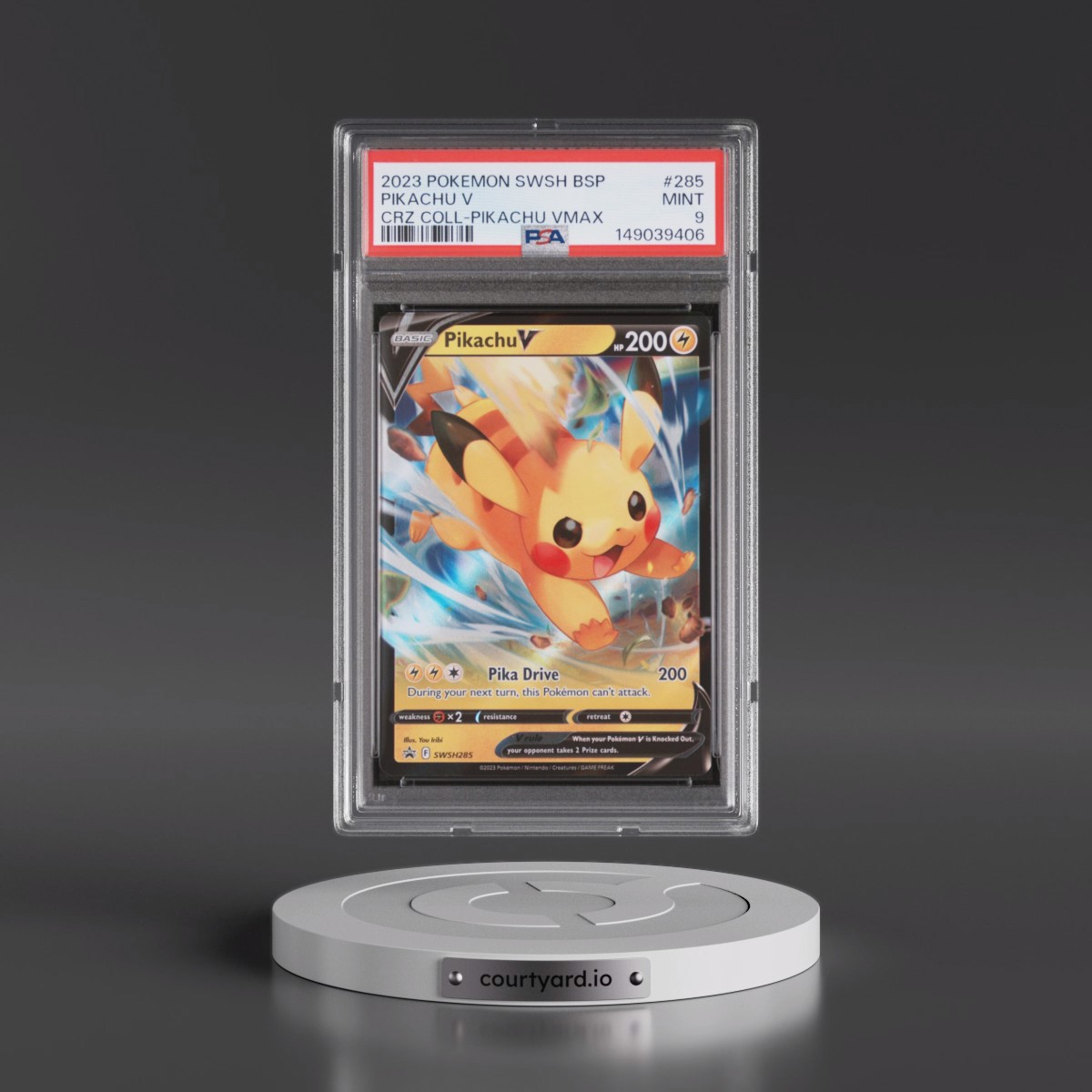 2023 Pokémon Swsh Black Star Promo #285 Pikachu V - Holo Crown Zenith Collections-Pikachu Vmax (PSA 9 MINT)