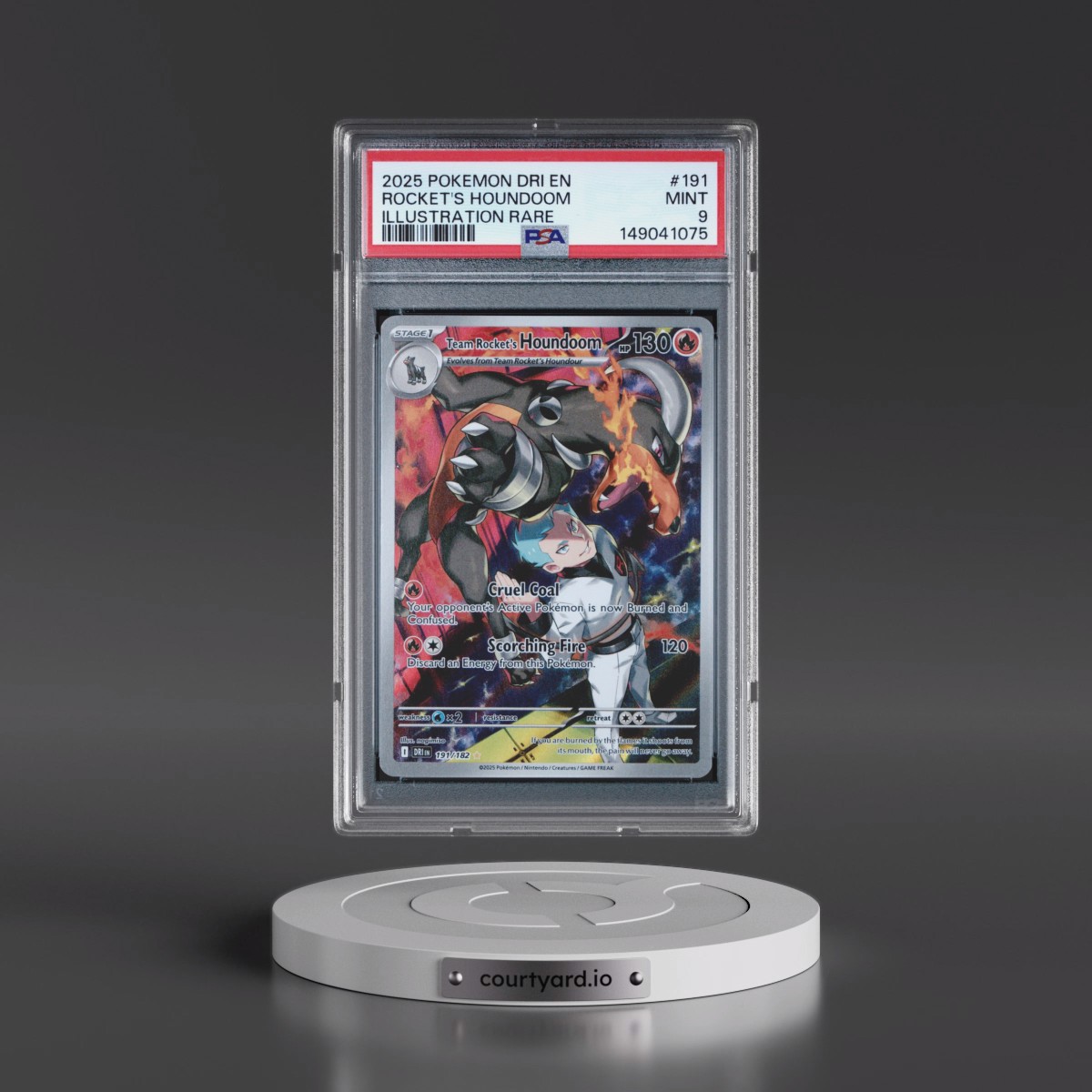 2025 Pokémon Dri EN-Destined Rivals #191 Team Rocket's Houndoom - Illustration Rare (PSA 9 MINT)