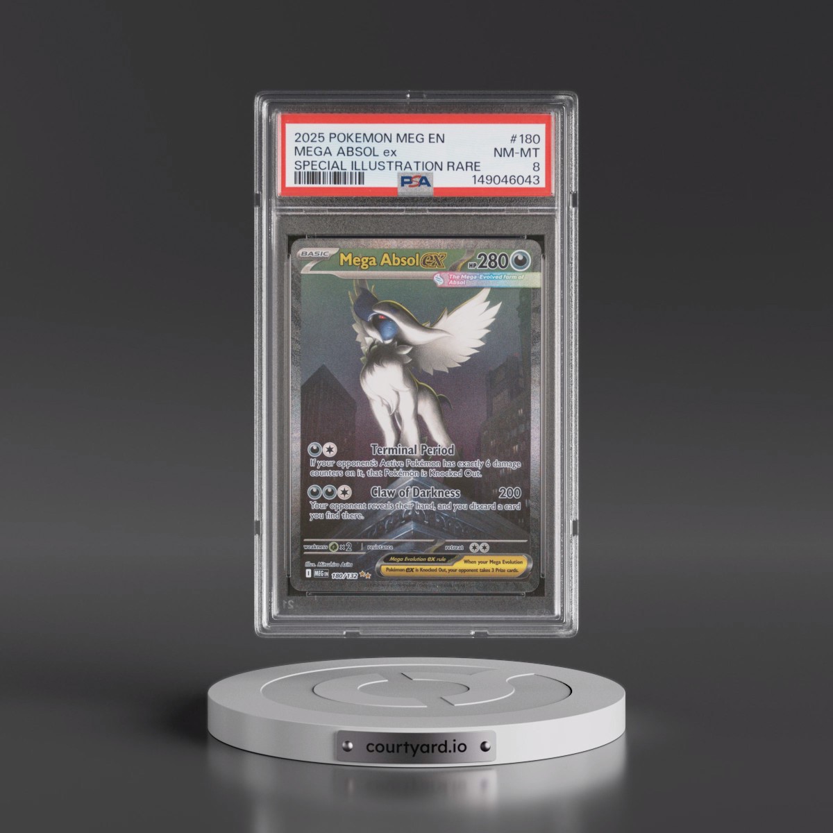 2025 Pokémon Meg EN-Mega Evolution #180 Mega Absol EX - Holo Special Illustration Rare (PSA 8 NM-MT)
