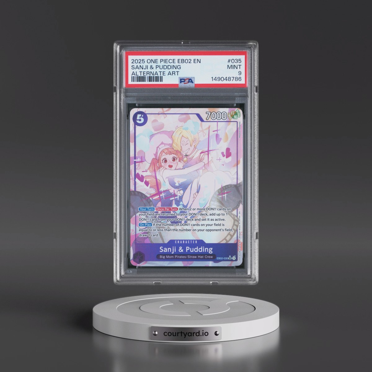 2025 One Piece EB02-Extra Booster -Anime 25th Collection #035 Sanji & Pudding - Alternate Art (PSA 9 MINT)